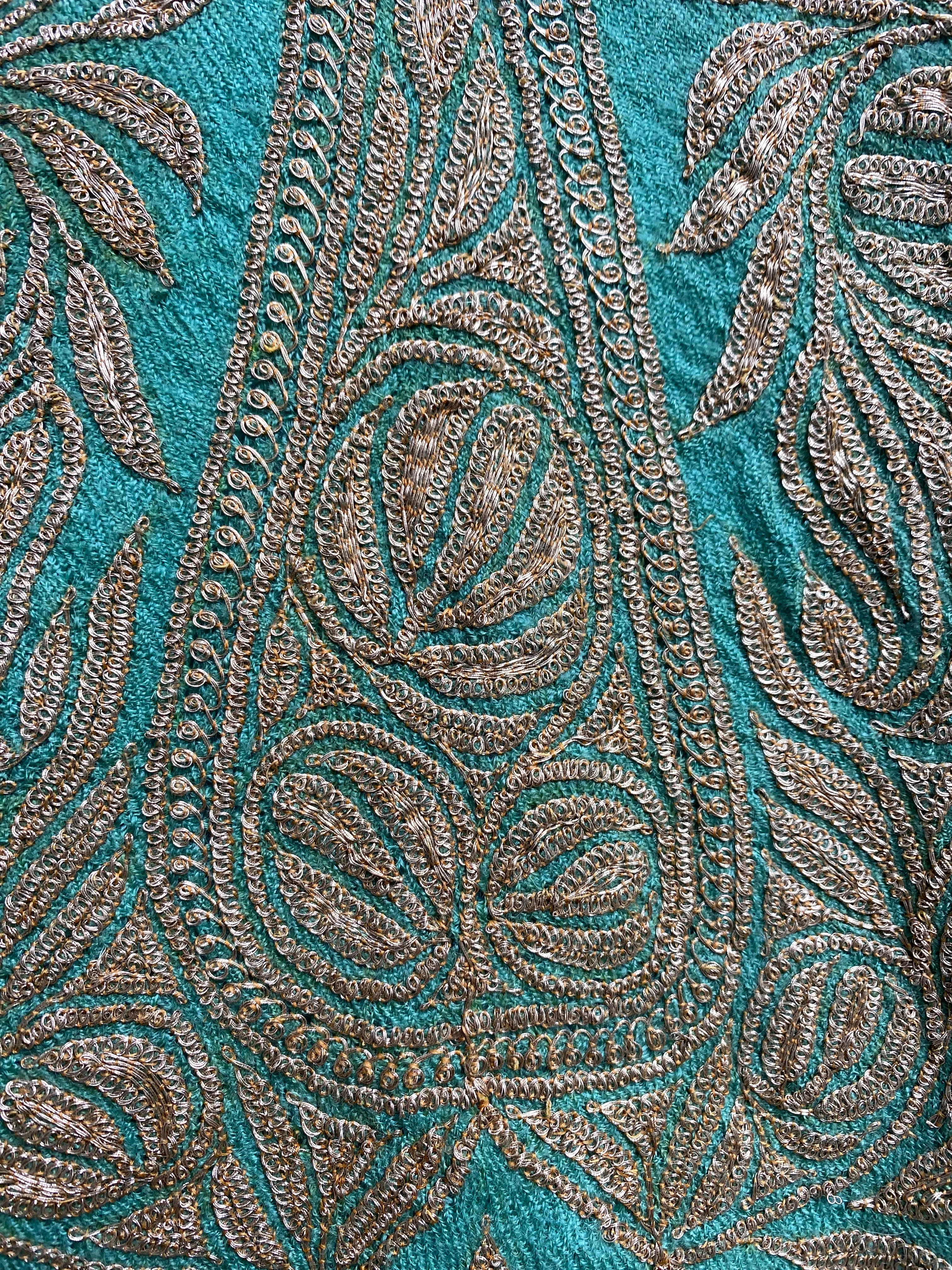 1940s Silver Bullion Hand-Embroidered Maxi Coat
