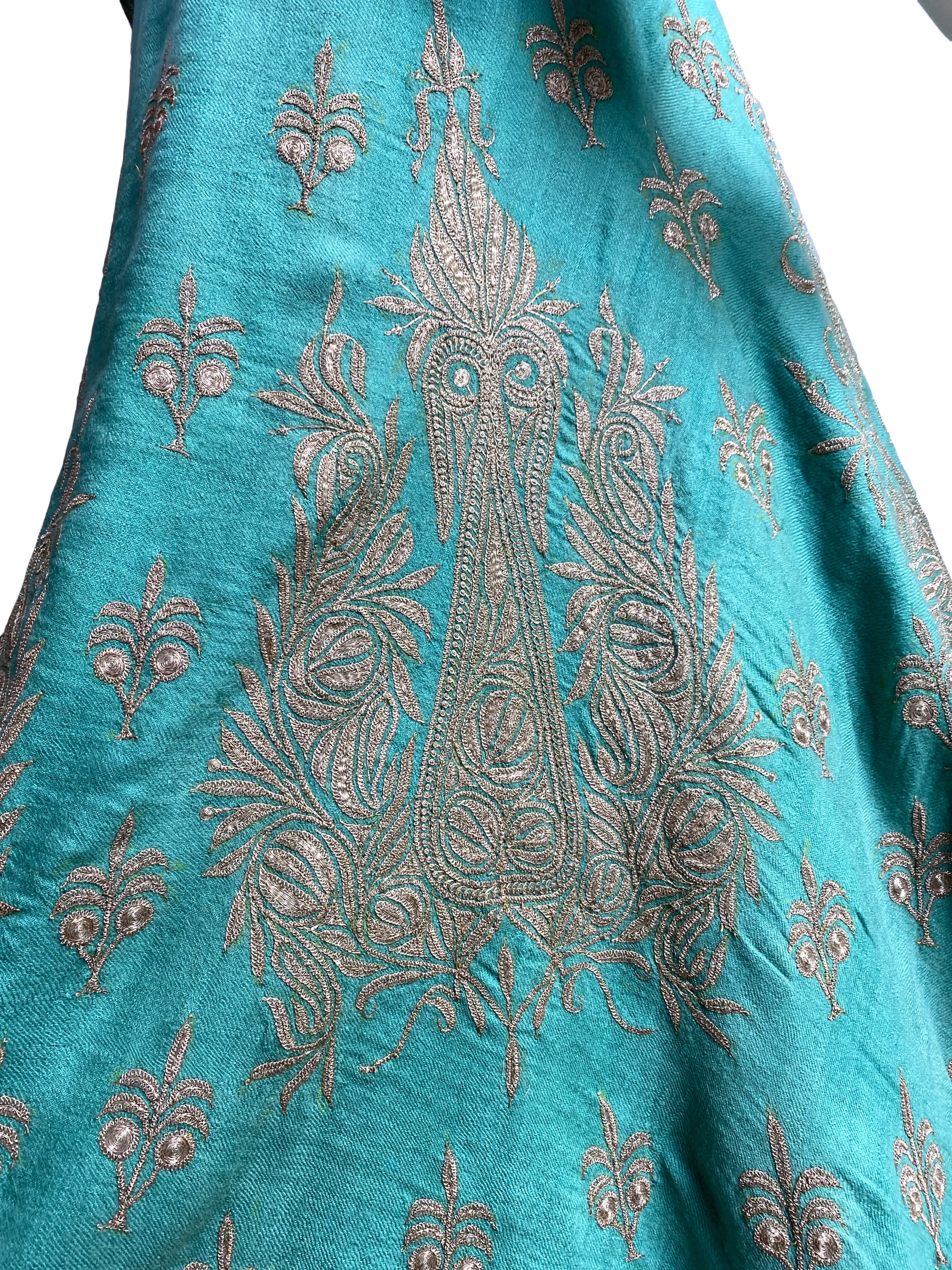 1940s Silver Bullion Hand-Embroidered Maxi Coat