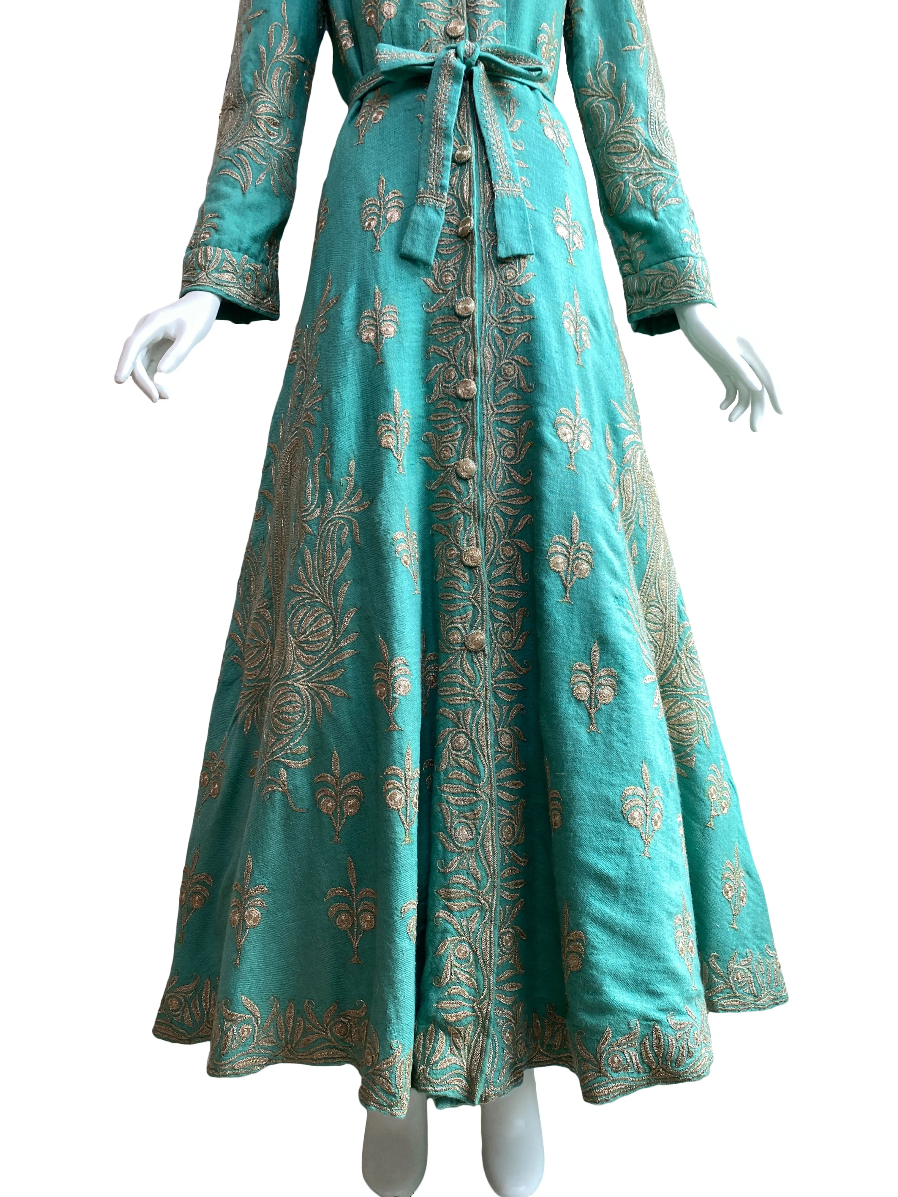 1940s Silver Bullion Hand-Embroidered Maxi Coat