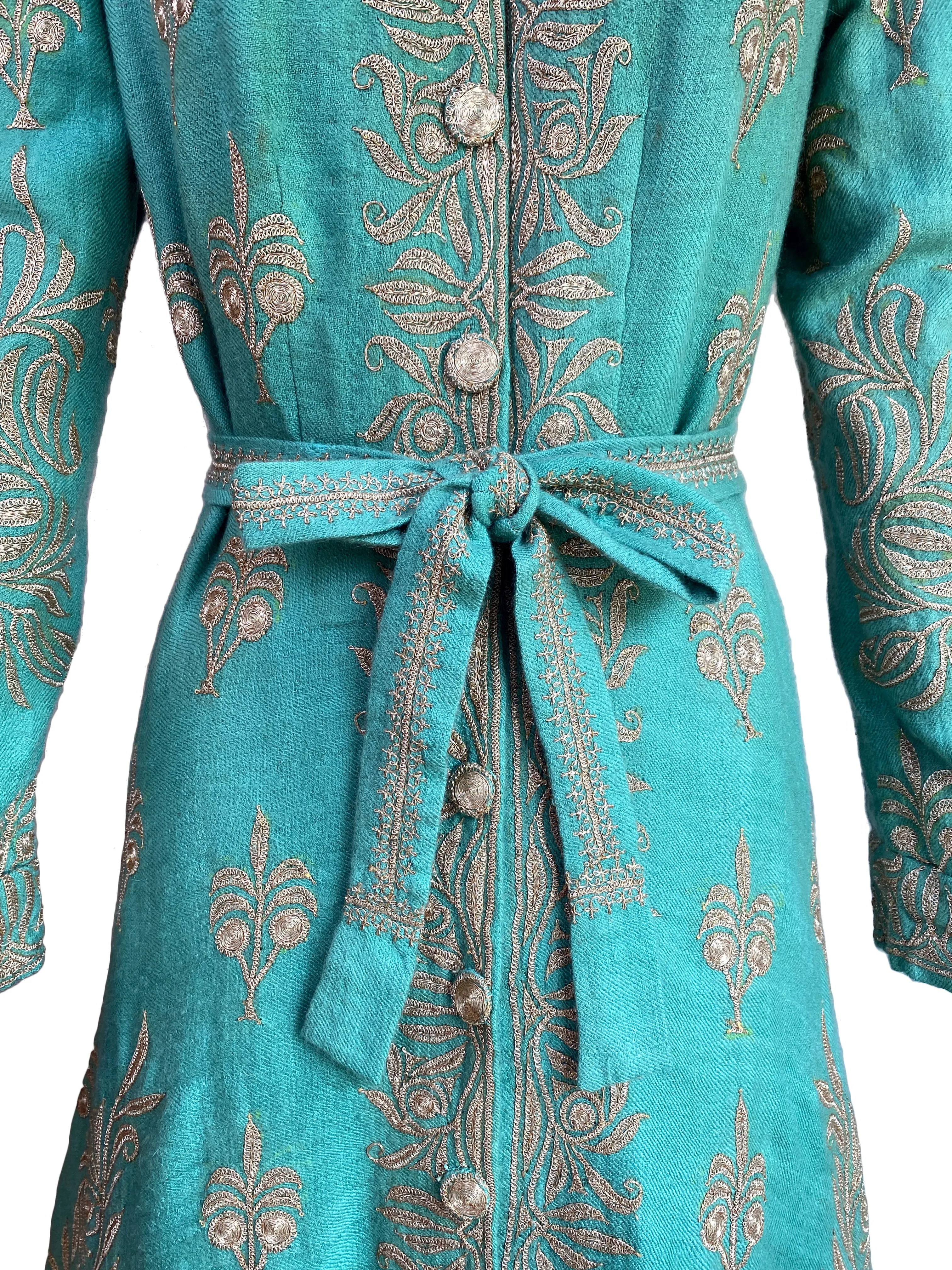 1940s Silver Bullion Hand-Embroidered Maxi Coat