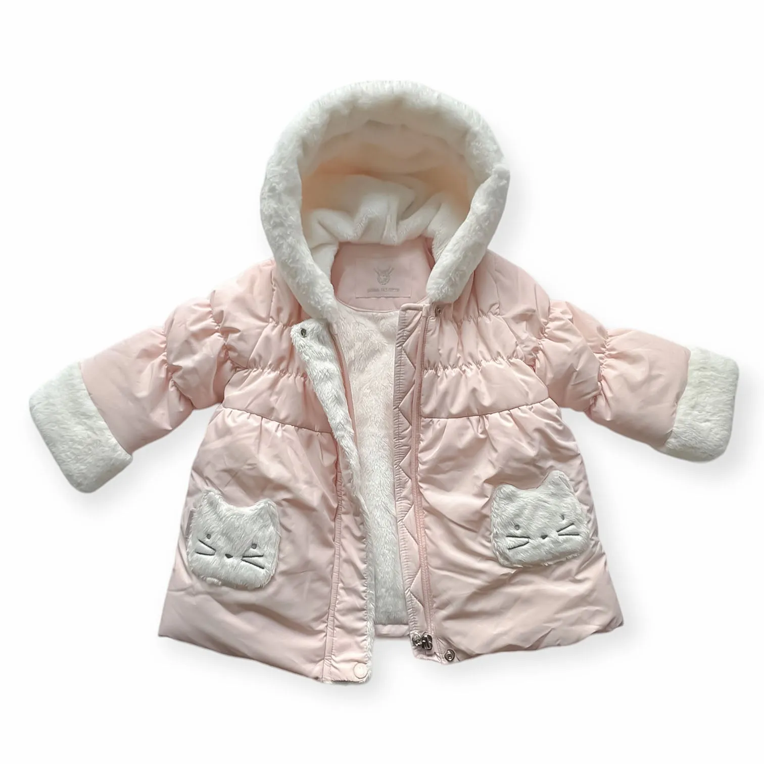 [2y] Paco Rabanne Girls Padded Faux Fur Lined Hooded Coat - Kitten