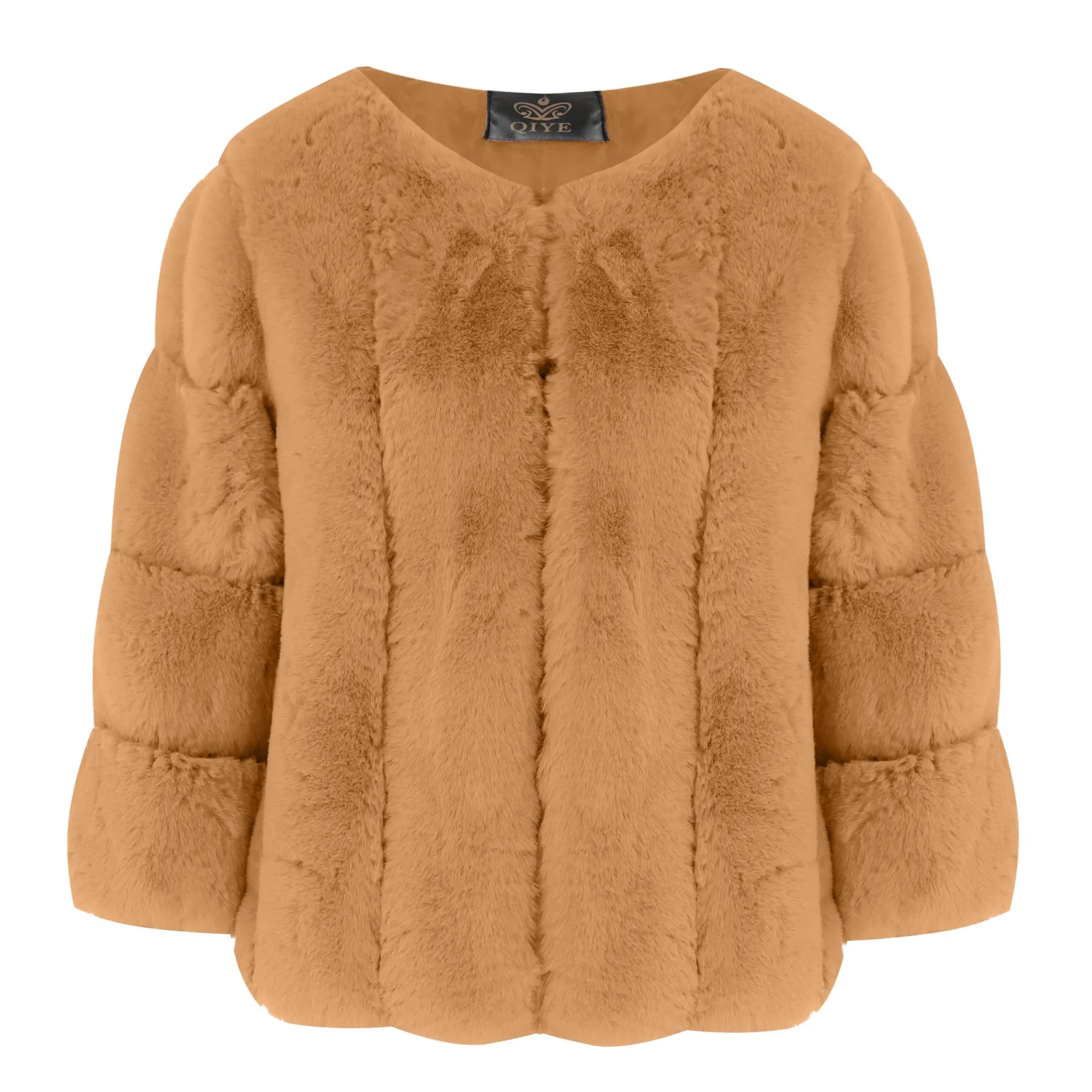 3/4 Sleeve Faux Fur Jacket