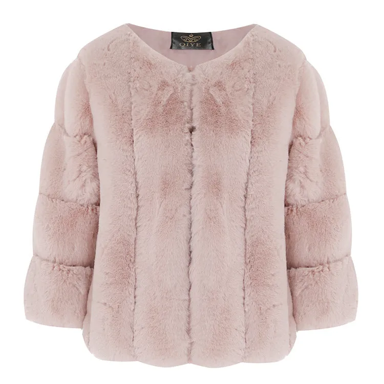 3/4 Sleeve Faux Fur Jacket
