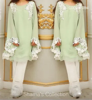 5094 Pista Kaftan Kurti - White Pants outfit set