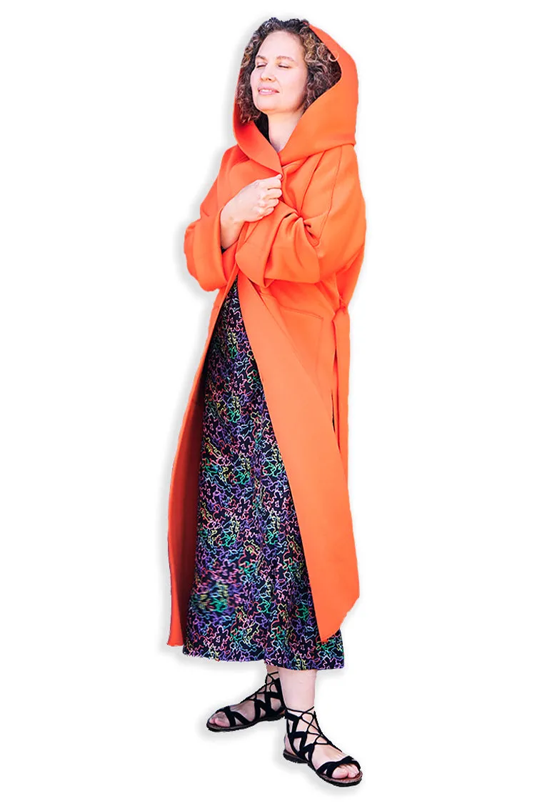 A MELODY COAT IN ORANGE
