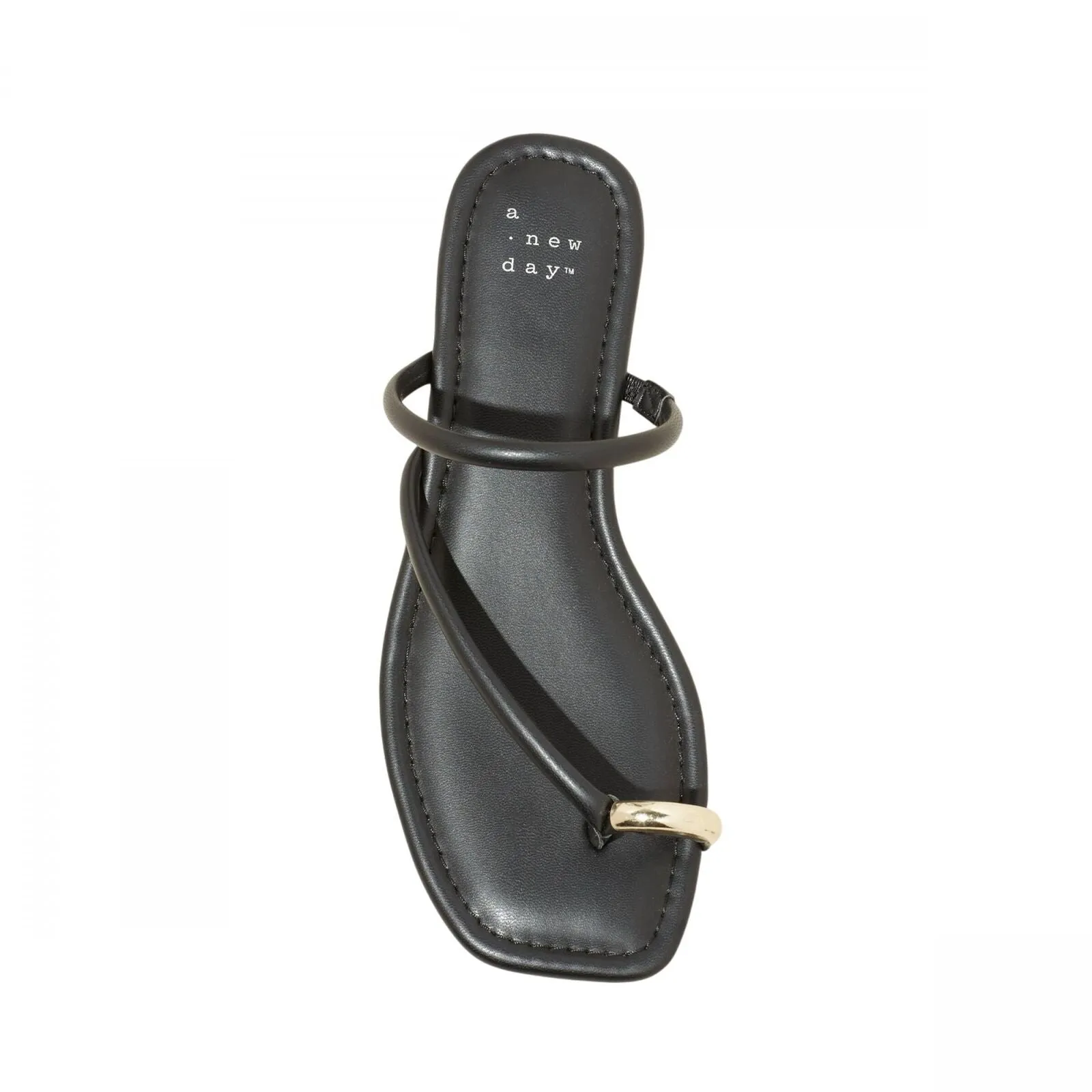 A New Day Womens Hanna Toe Ring Thong Sandals with Memory Foam Insole Black 6M