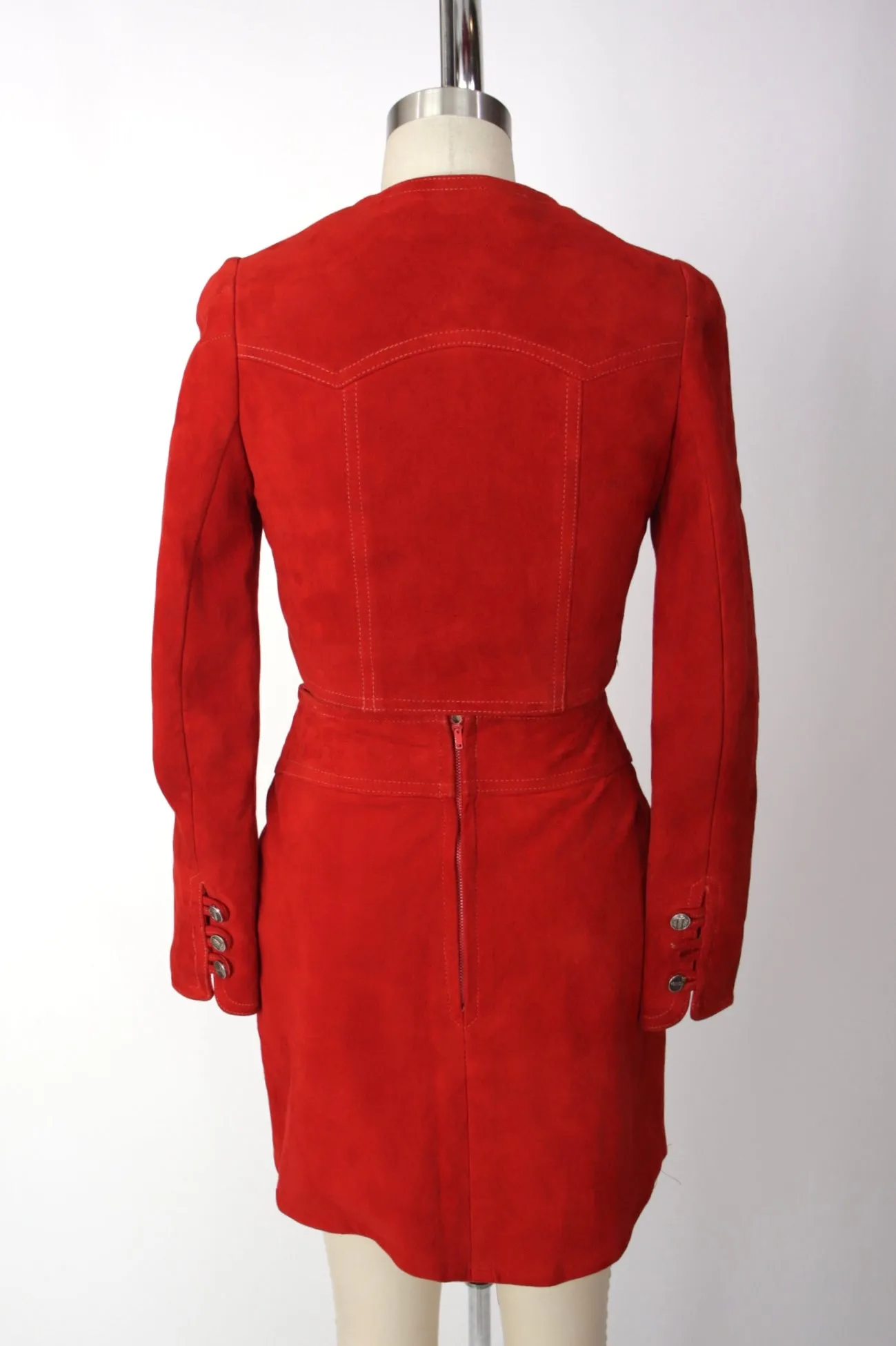 Adolfo Suede Mini Skirt Set