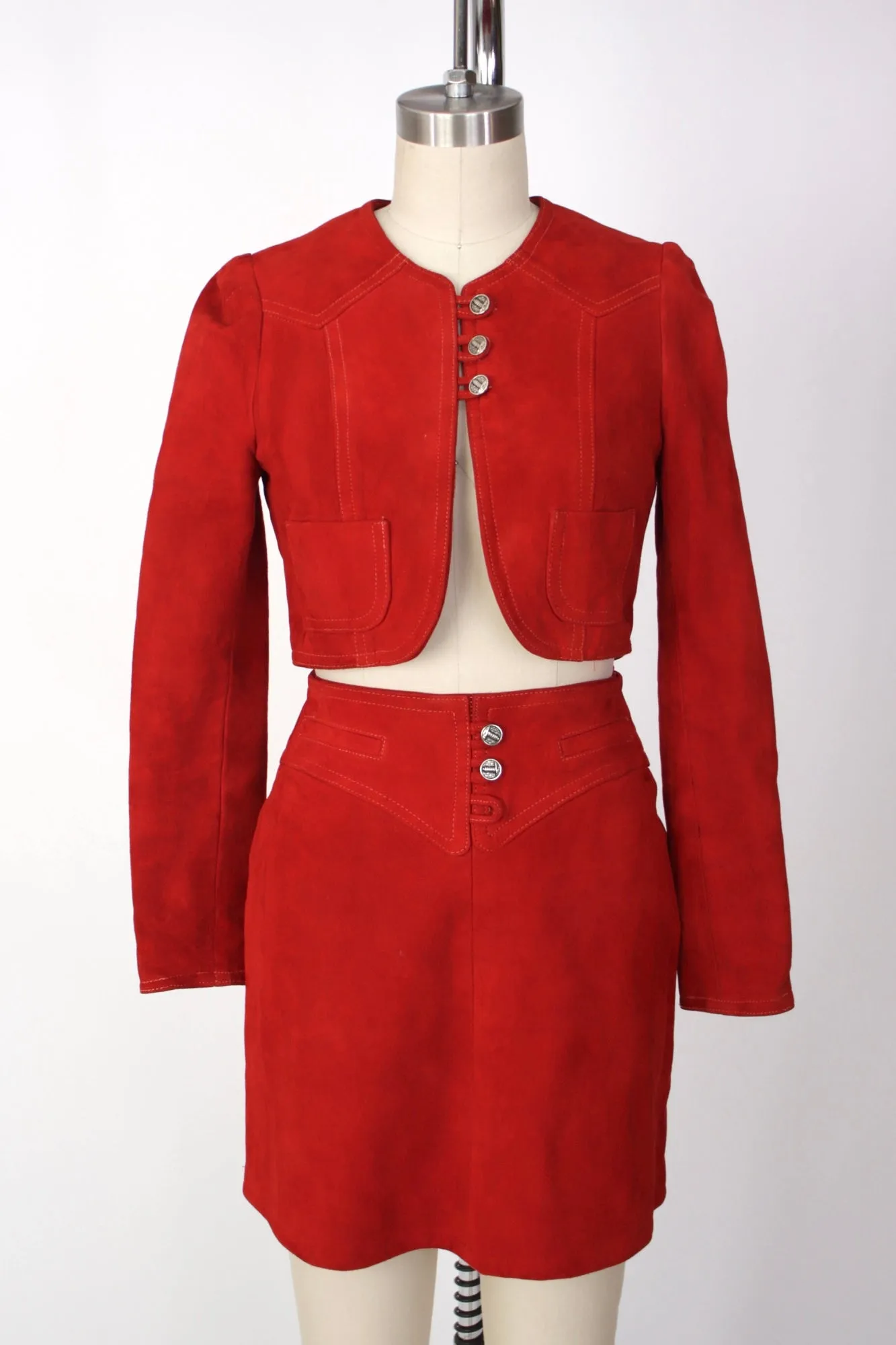 Adolfo Suede Mini Skirt Set