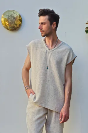 AEOLUS V-Neck Hemp Shirt, Sleeveless