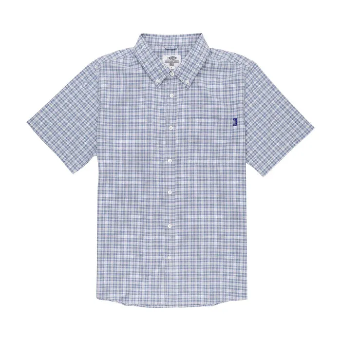 AFTCO MENS DORSAL SS BUTTON DOWN SHIRT - MOONLIGHT HEATHER