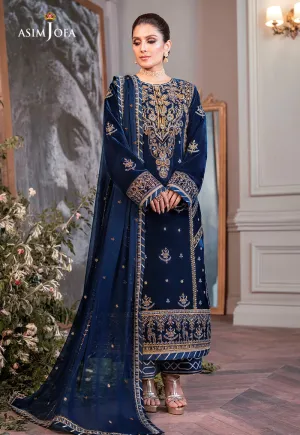 AJAM-08 | The Ayeza Edit by Asim Jofa Makhmal Royal Velvet Winter Collection 2022 | Unstitched Embroidered Velvet Suits