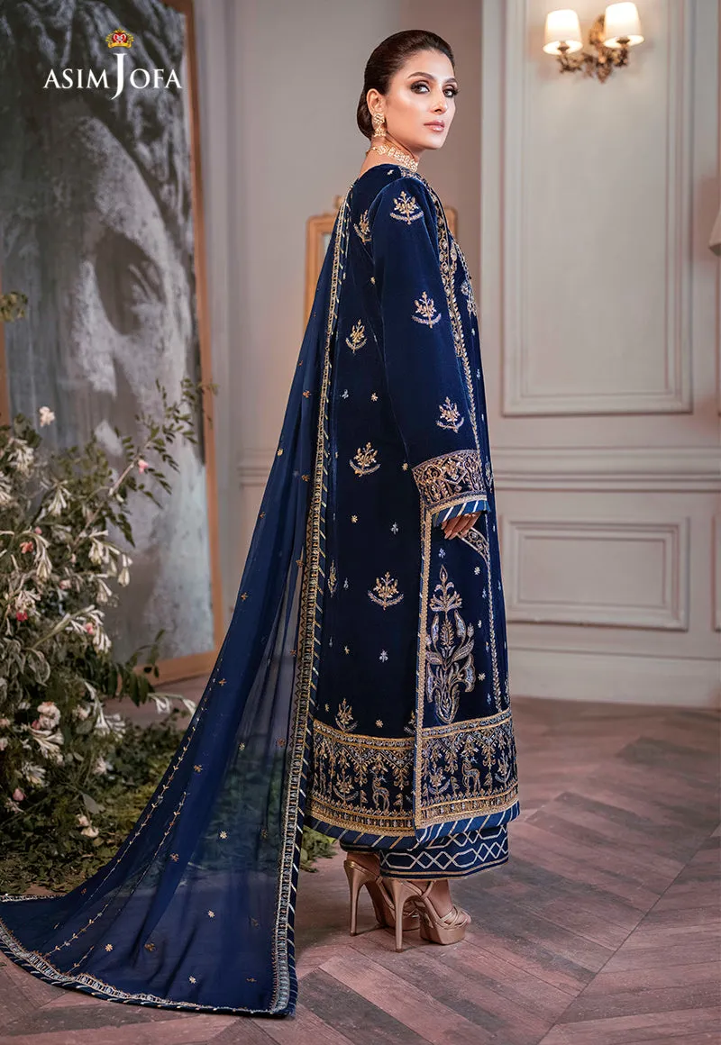 AJAM-08 | The Ayeza Edit by Asim Jofa Makhmal Royal Velvet Winter Collection 2022 | Unstitched Embroidered Velvet Suits