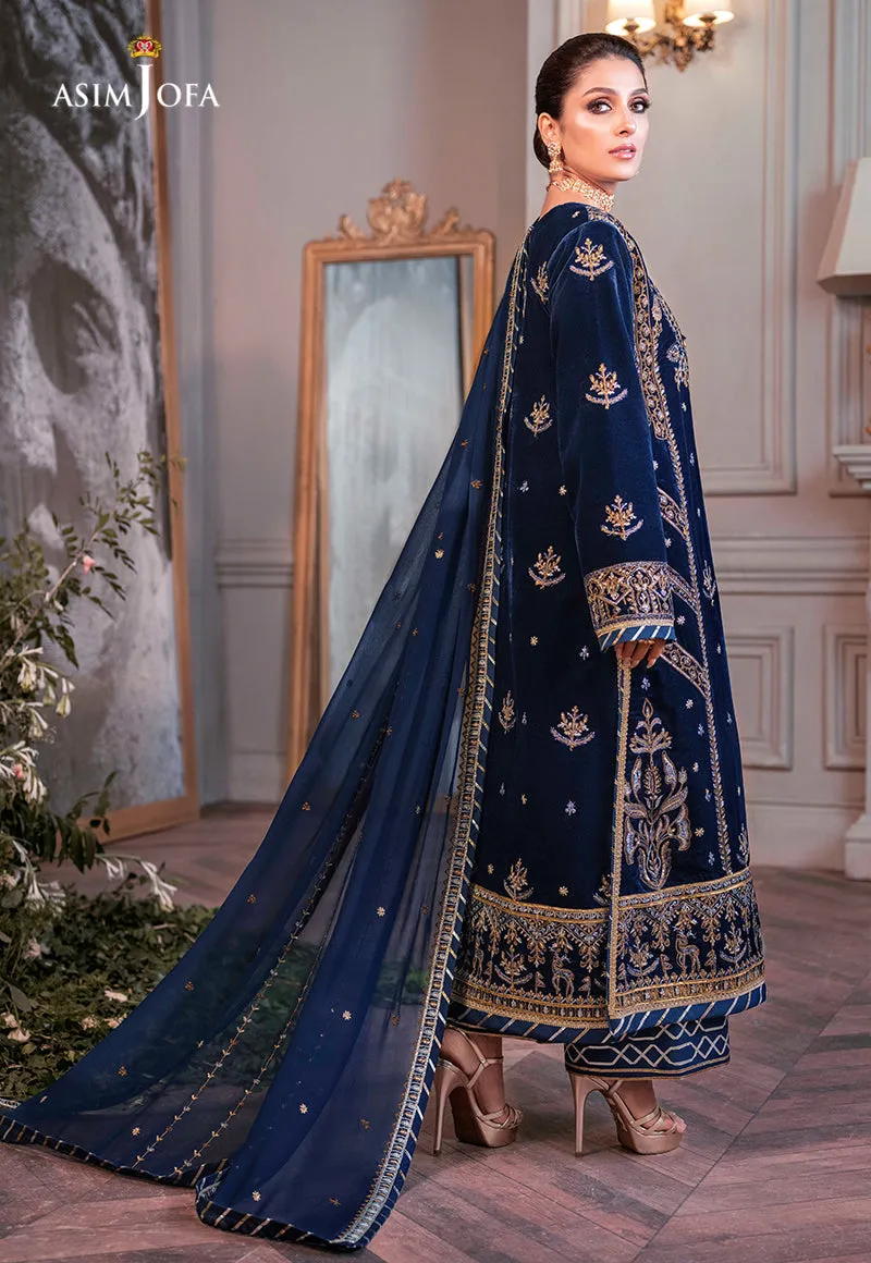 AJAM-08 | The Ayeza Edit by Asim Jofa Makhmal Royal Velvet Winter Collection 2022 | Unstitched Embroidered Velvet Suits
