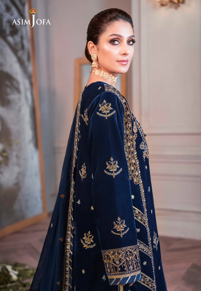 AJAM-08 | The Ayeza Edit by Asim Jofa Makhmal Royal Velvet Winter Collection 2022 | Unstitched Embroidered Velvet Suits