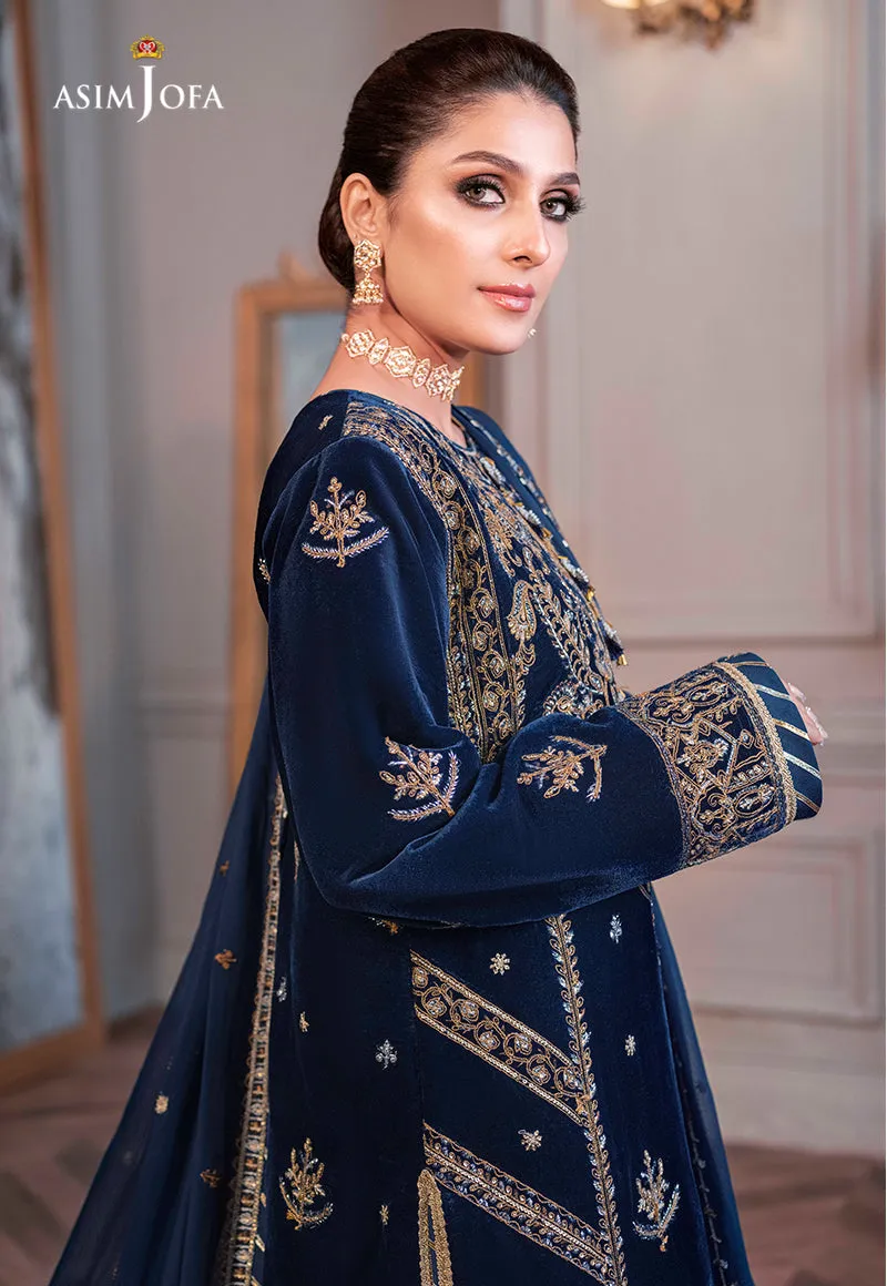 AJAM-08 | The Ayeza Edit by Asim Jofa Makhmal Royal Velvet Winter Collection 2022 | Unstitched Embroidered Velvet Suits