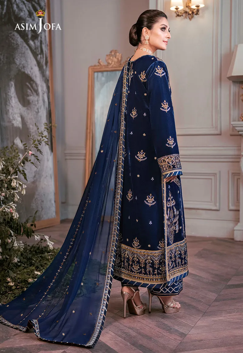 AJAM-08 | The Ayeza Edit by Asim Jofa Makhmal Royal Velvet Winter Collection 2022 | Unstitched Embroidered Velvet Suits