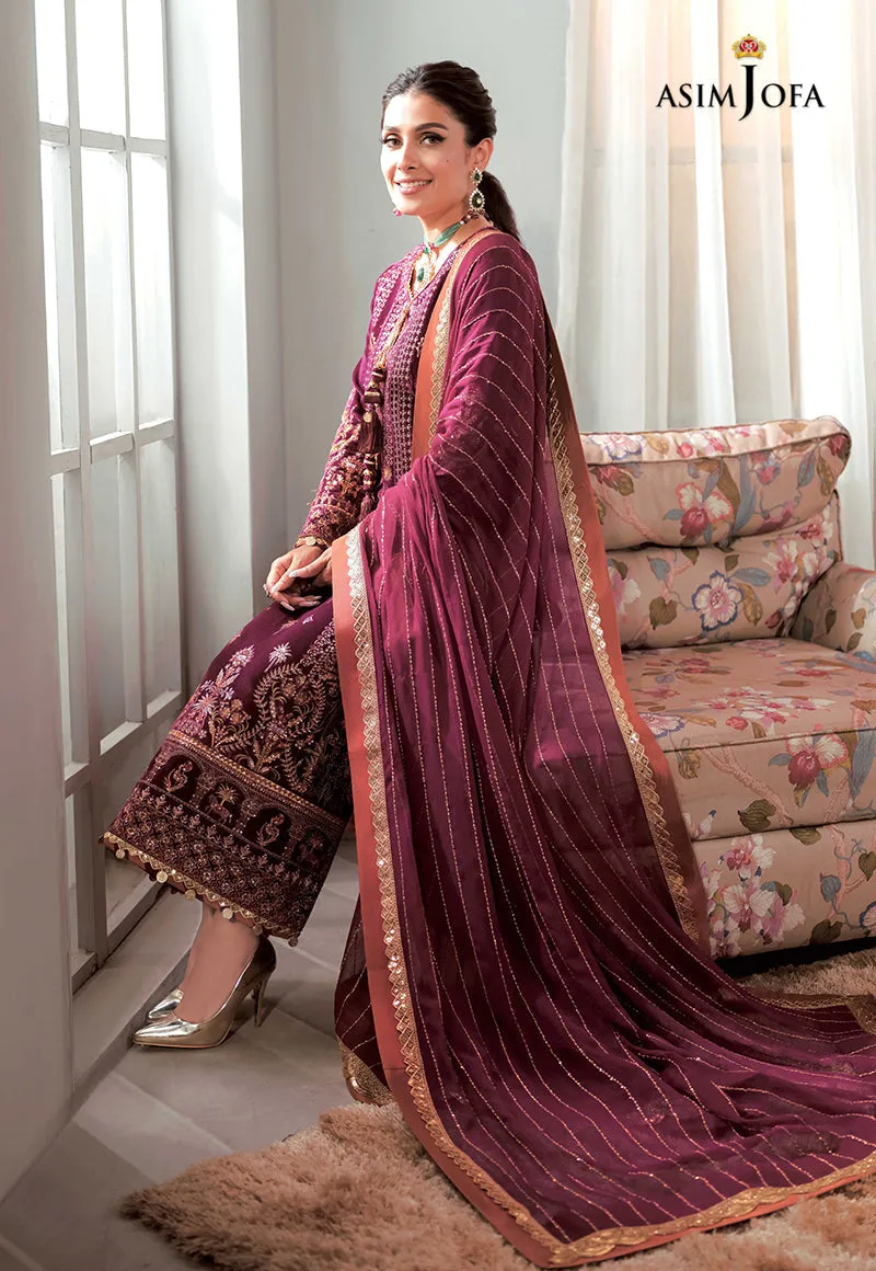 AJAM-10 | The Ayeza Edit by Asim Jofa Makhmal Royal Velvet Winter Collection 2022 | Unstitched Embroidered Velvet Suits