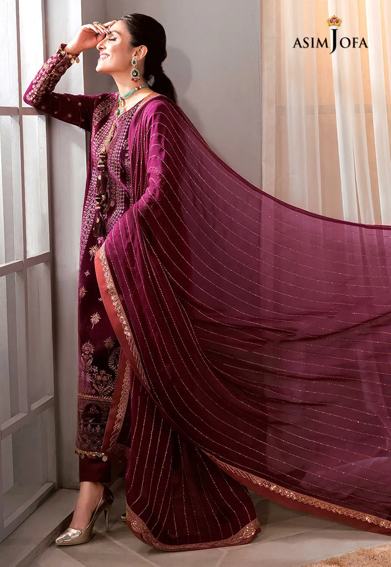 AJAM-10 | The Ayeza Edit by Asim Jofa Makhmal Royal Velvet Winter Collection 2022 | Unstitched Embroidered Velvet Suits