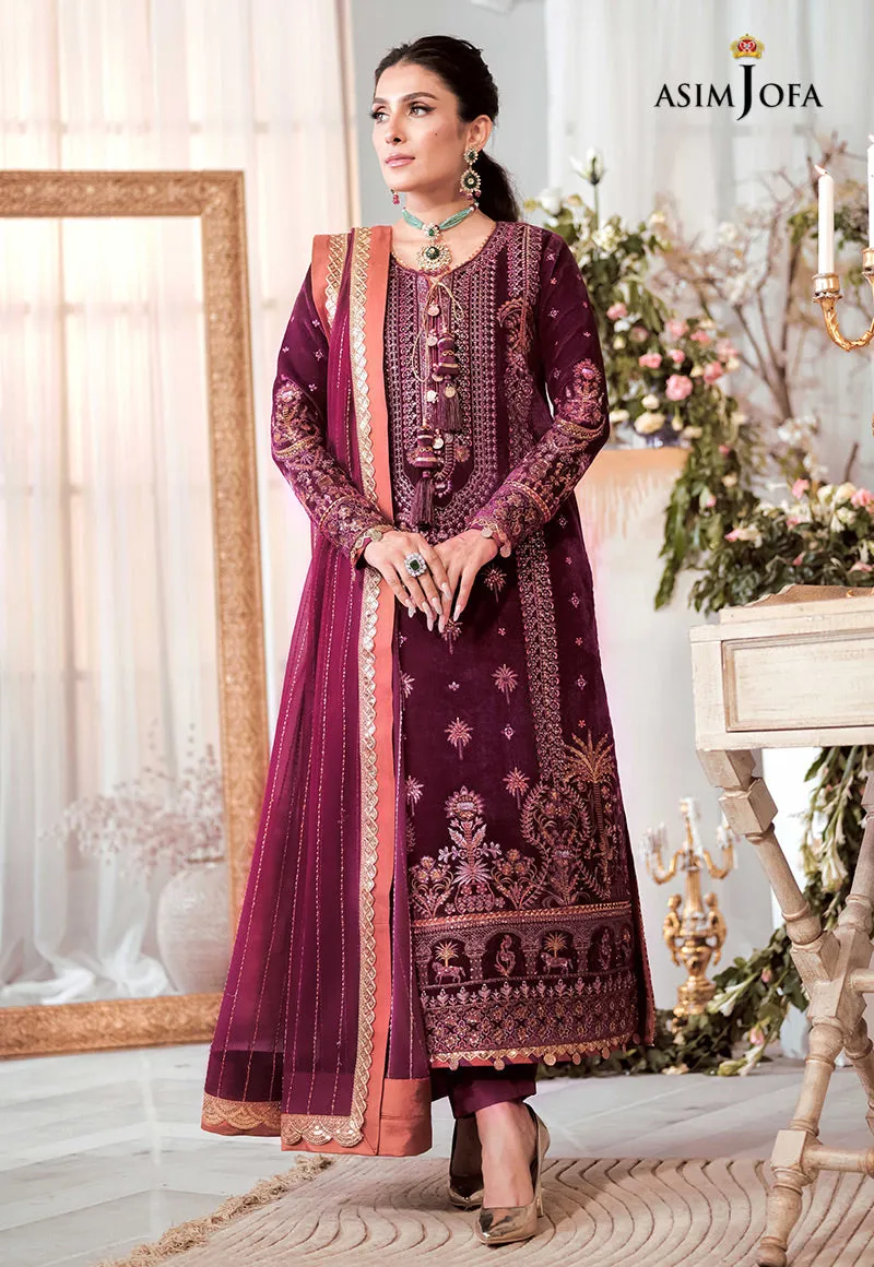 AJAM-10 | The Ayeza Edit by Asim Jofa Makhmal Royal Velvet Winter Collection 2022 | Unstitched Embroidered Velvet Suits