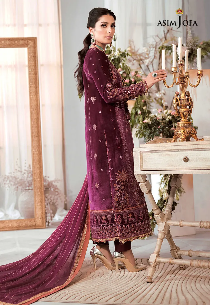 AJAM-10 | The Ayeza Edit by Asim Jofa Makhmal Royal Velvet Winter Collection 2022 | Unstitched Embroidered Velvet Suits