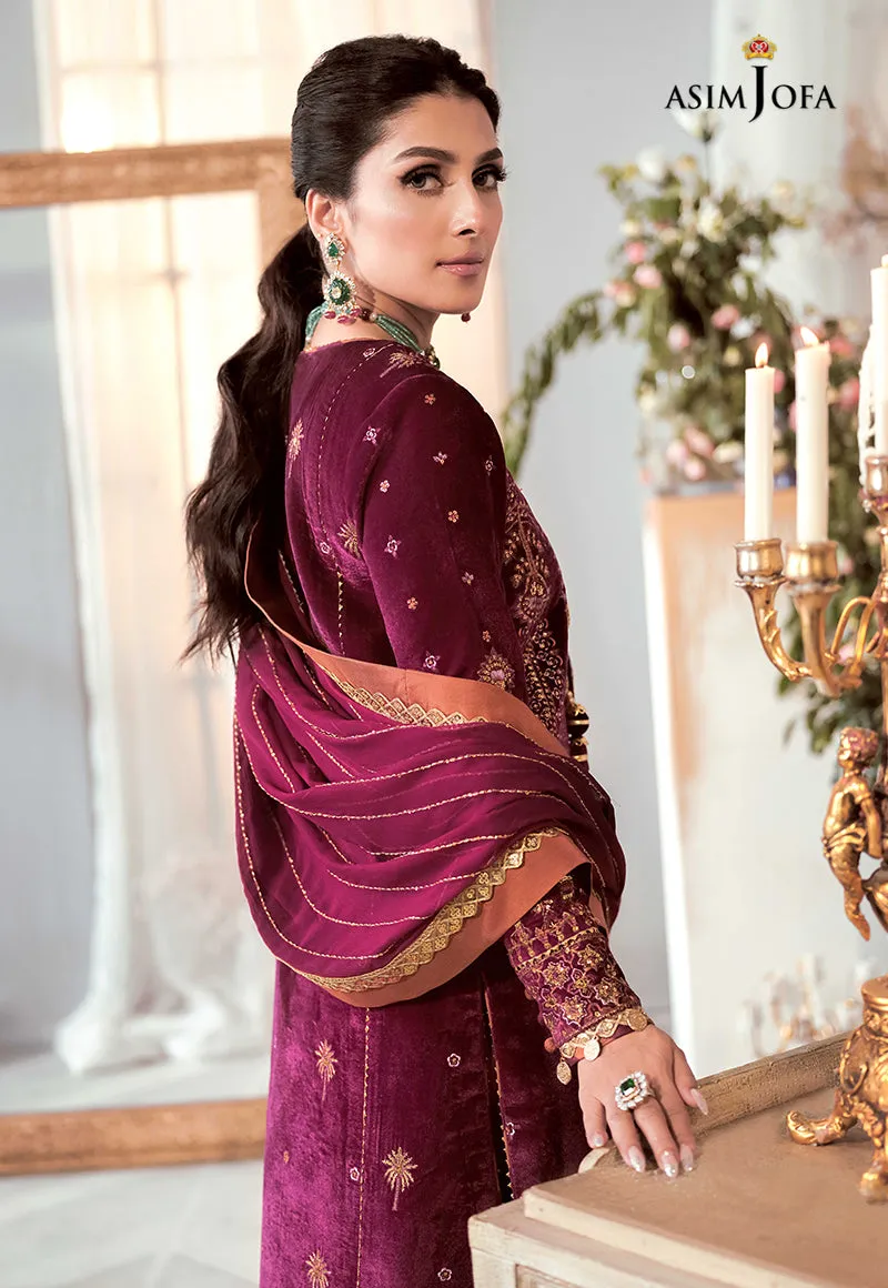 AJAM-10 | The Ayeza Edit by Asim Jofa Makhmal Royal Velvet Winter Collection 2022 | Unstitched Embroidered Velvet Suits