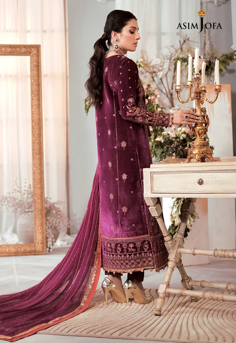 AJAM-10 | The Ayeza Edit by Asim Jofa Makhmal Royal Velvet Winter Collection 2022 | Unstitched Embroidered Velvet Suits