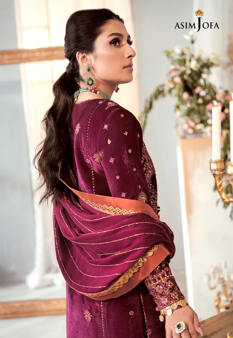 AJAM-10 | The Ayeza Edit by Asim Jofa Makhmal Royal Velvet Winter Collection 2022 | Unstitched Embroidered Velvet Suits