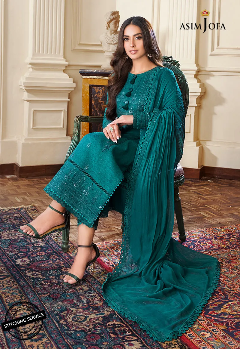 AJIM-15 Asim Jofa The Iqra & Minal Edit Winter Collection 2022 | Unstitched Embroidered Cotton Suits