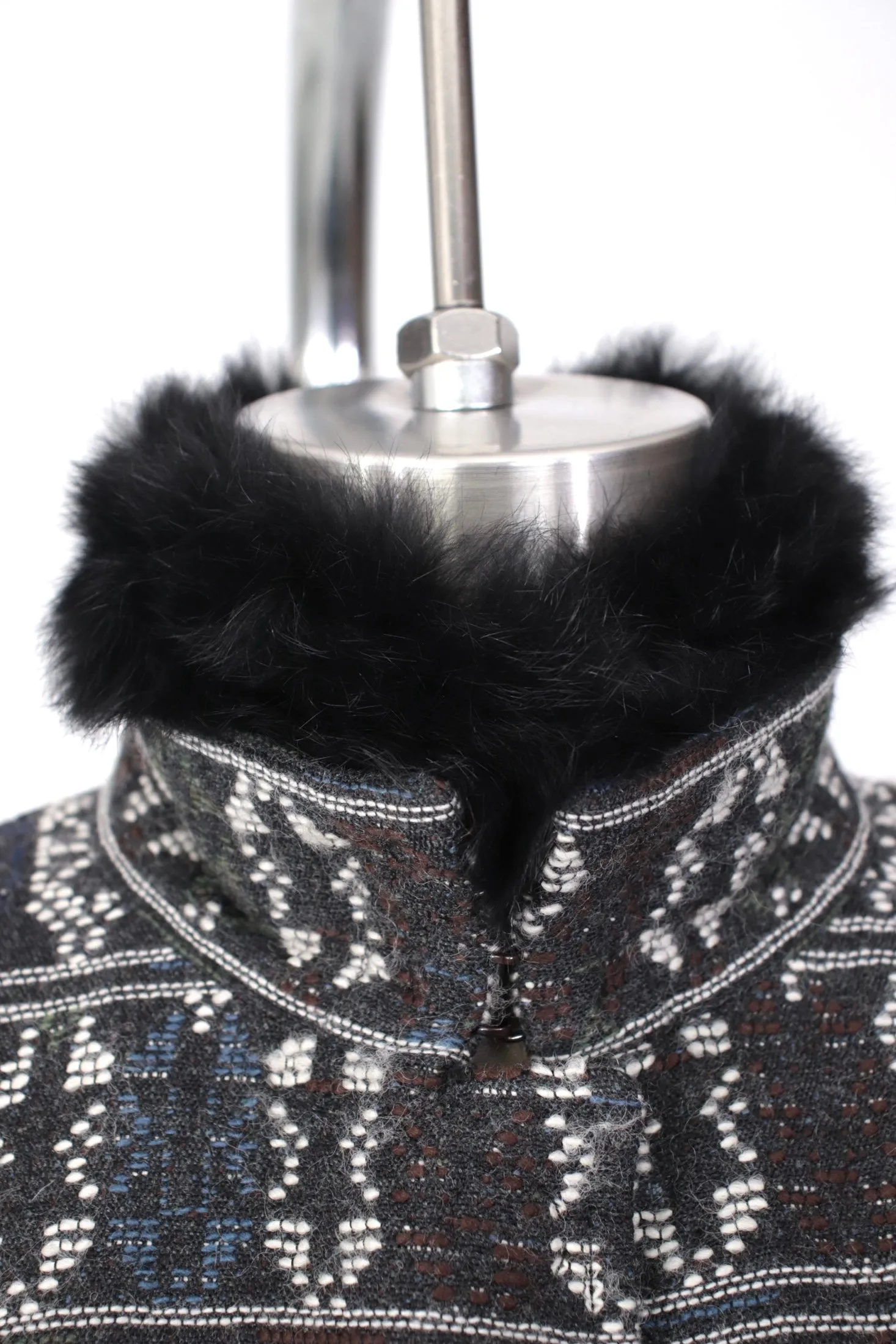 Akris Punto Fur TrIm Jacquard Coat