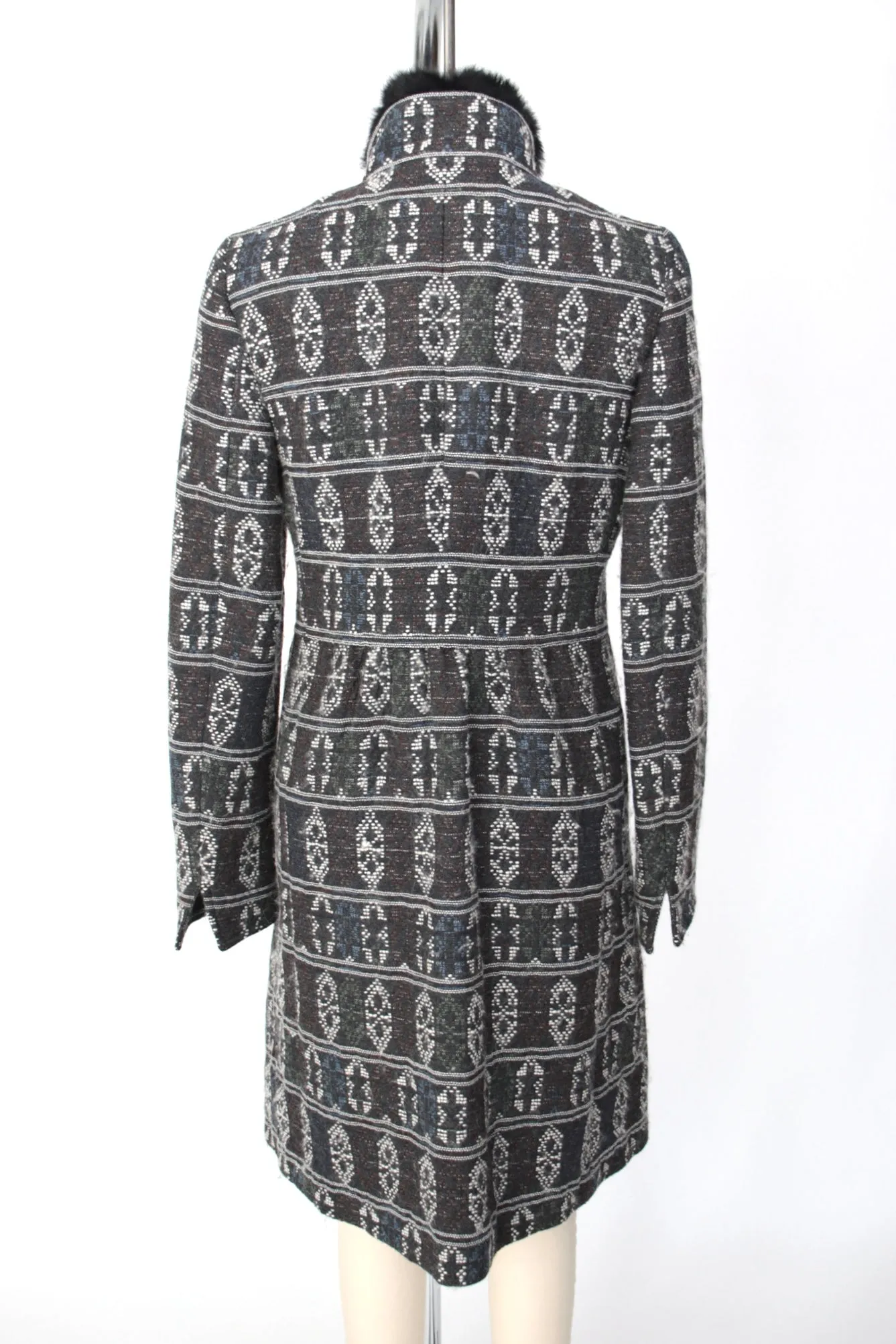 Akris Punto Fur TrIm Jacquard Coat