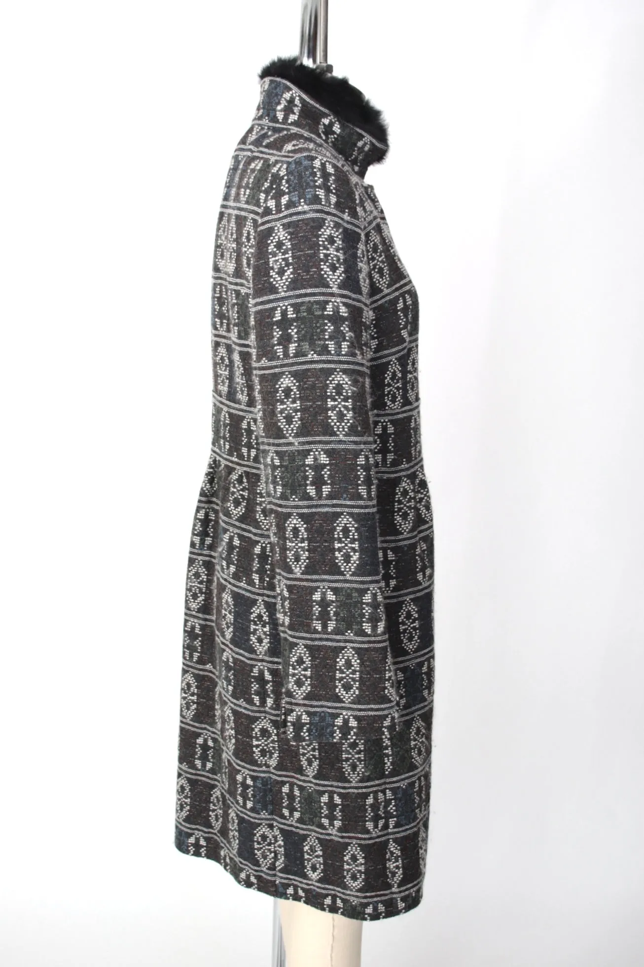 Akris Punto Fur TrIm Jacquard Coat