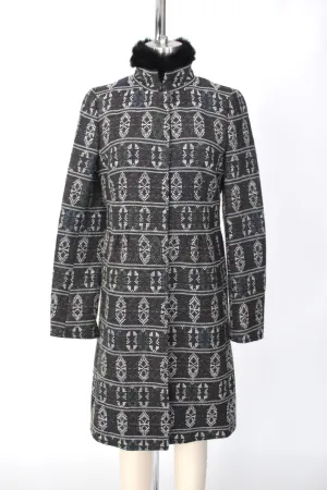 Akris Punto Fur TrIm Jacquard Coat
