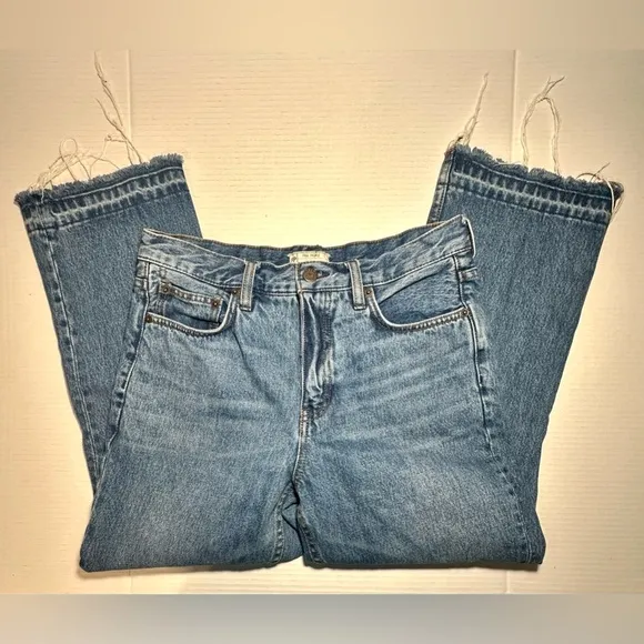 Anthropologie Free People Wide Leg Jeans 28 Women 100% Cotton High Rise Frayed