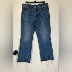 Anthropologie Free People Wide Leg Jeans 28 Women 100% Cotton High Rise Frayed