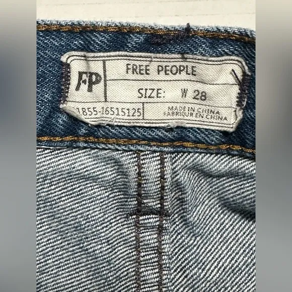 Anthropologie Free People Wide Leg Jeans 28 Women 100% Cotton High Rise Frayed