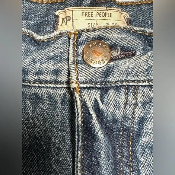 Anthropologie Free People Wide Leg Jeans 28 Women 100% Cotton High Rise Frayed
