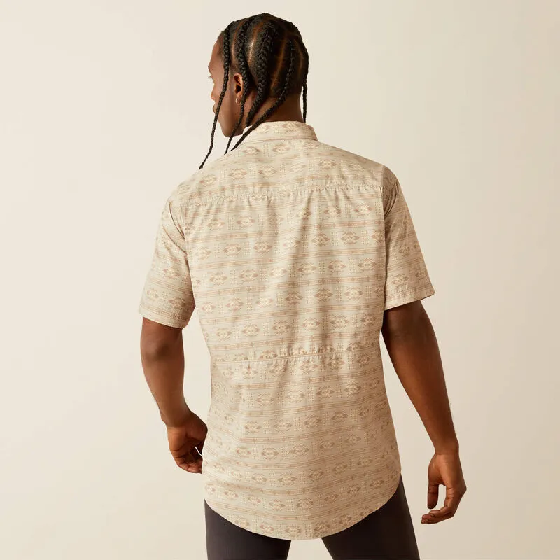 Ariat Men's Taupe Southwest Print VentTEK Outbound Classic Fit Button-Down Short Sleeve Shirt