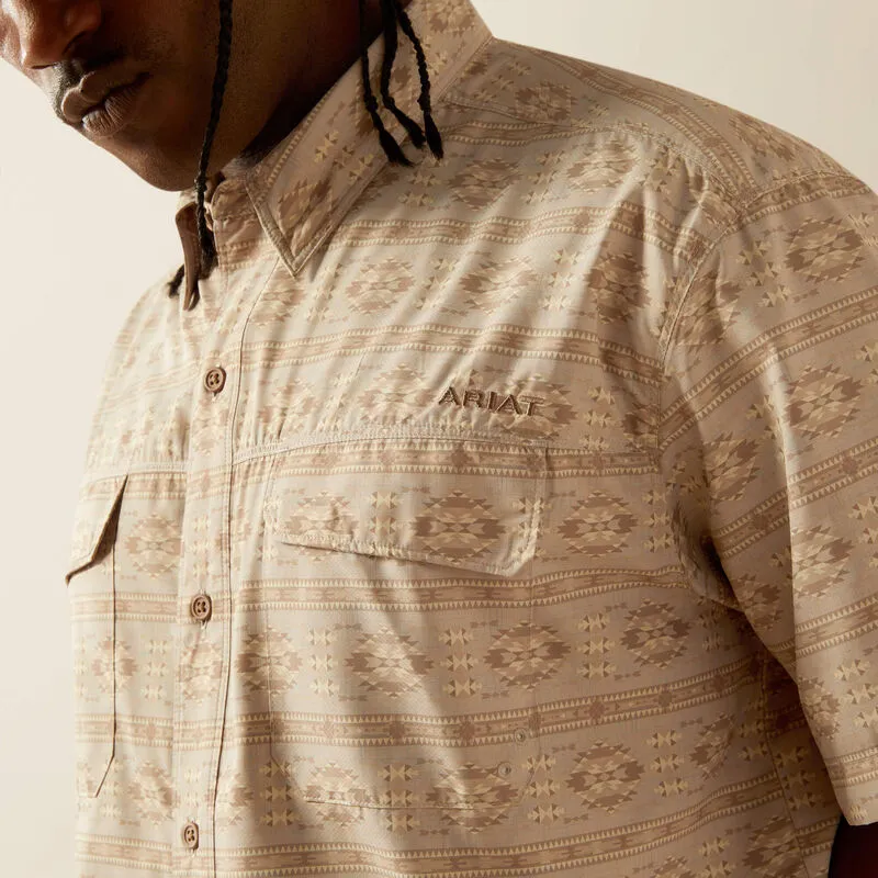 Ariat Men's Taupe Southwest Print VentTEK Outbound Classic Fit Button-Down Short Sleeve Shirt