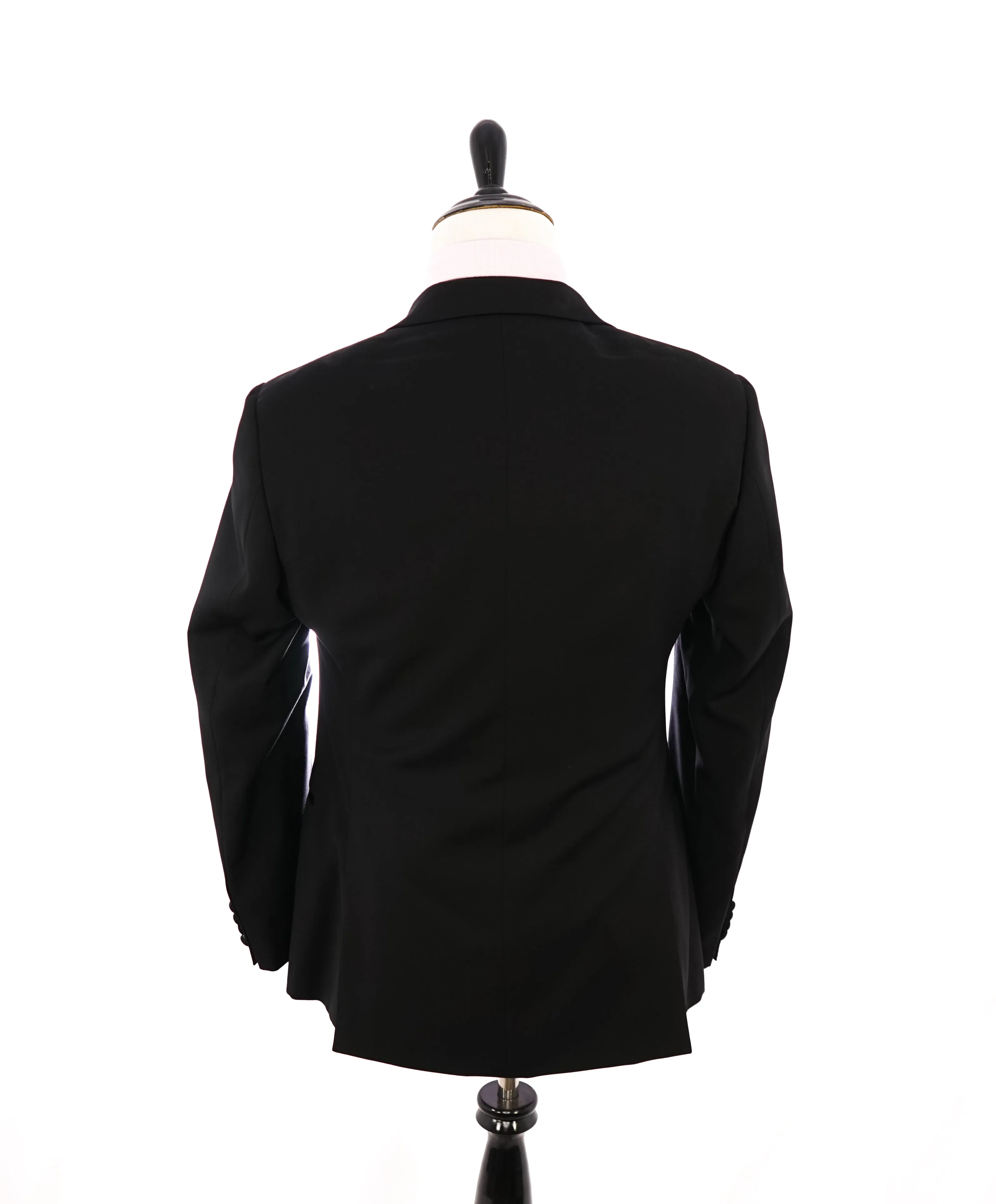 ARMANI COLLEZIONI -Wide Peak Lapel “G Line” Black Satin Detailed Tuxedo - 40S