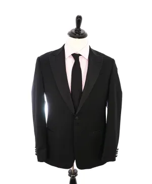 ARMANI COLLEZIONI -Wide Peak Lapel “G Line” Black Satin Detailed Tuxedo - 40S
