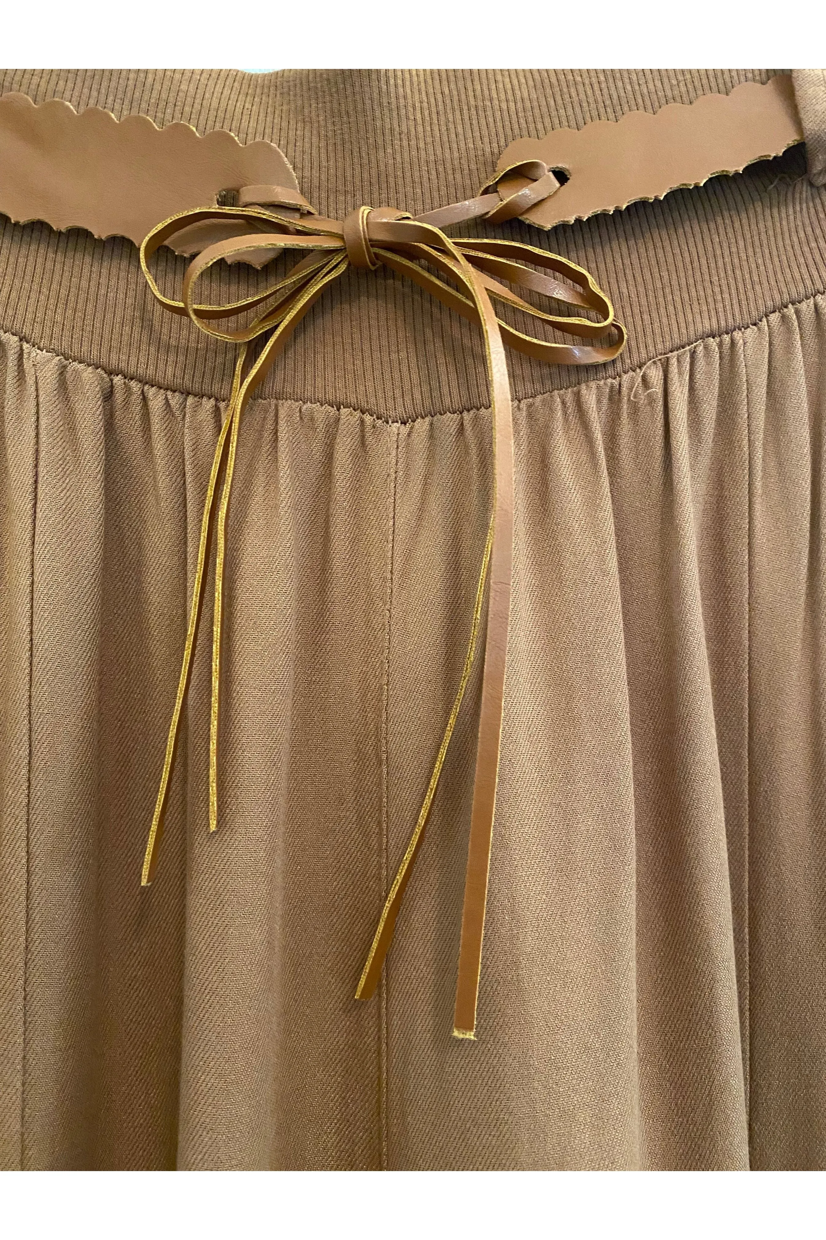 Bella Amore - Wide Leg Tobacco Pants with Belt - 9038