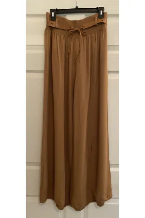Bella Amore - Wide Leg Tobacco Pants with Belt - 9038