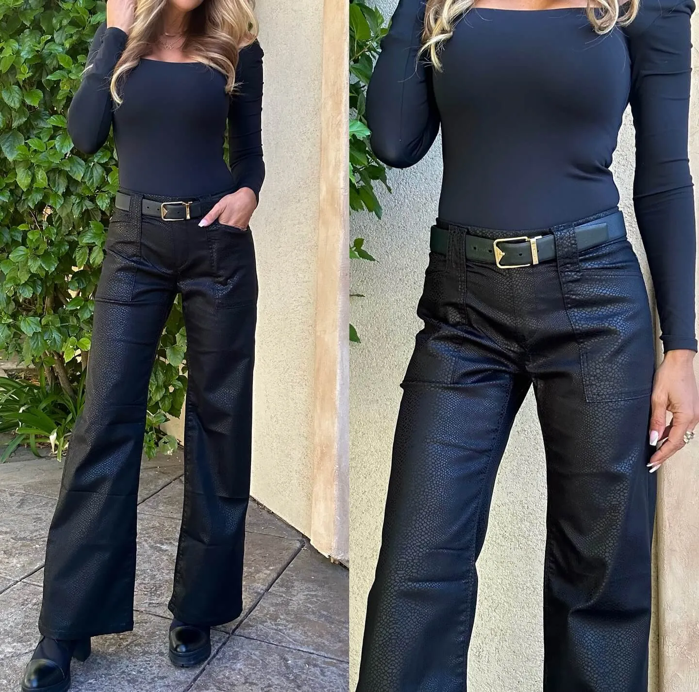 Bevy Flog - Josie Pant in Black Pebble Snake