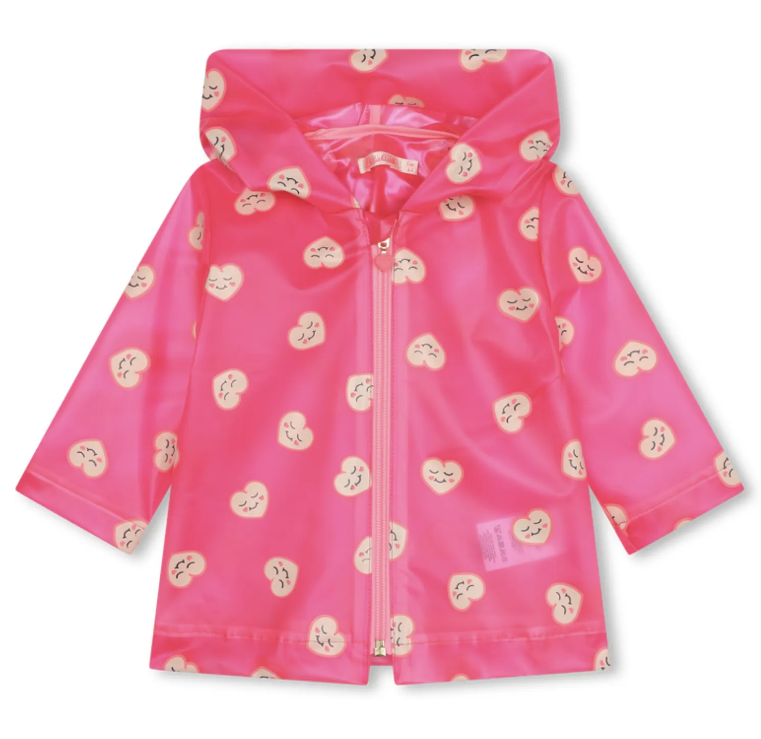 Billie Blush - Transparent Rain Coat - Medium Pink Allover Hearts