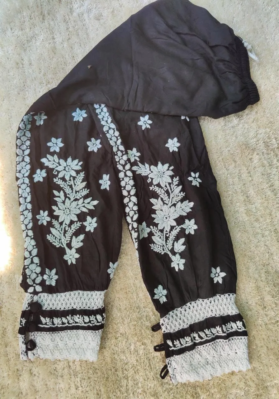 Black Afghani Chikankari Work Salwar