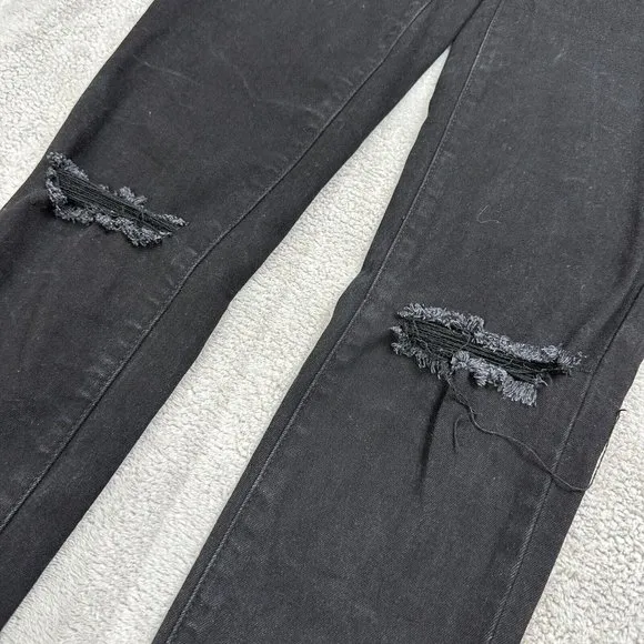 Blanqi Women's Tummy Support Distressed Fray Hem Maternity Jeans Size 2 Black