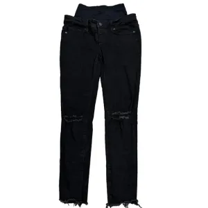 Blanqi Women's Tummy Support Distressed Fray Hem Maternity Jeans Size 2 Black