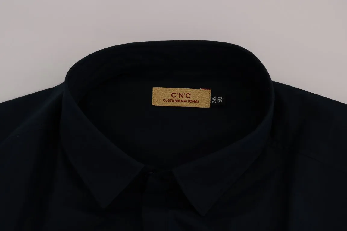 Blue Cotton Slim Fit Casual Shirt