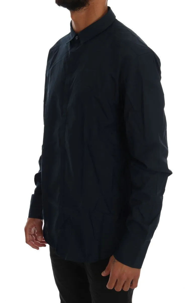 Blue Cotton Slim Fit Casual Shirt