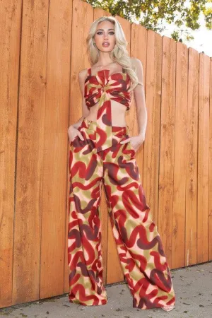 BOLD RUST PRINT 2 PC PANT SET